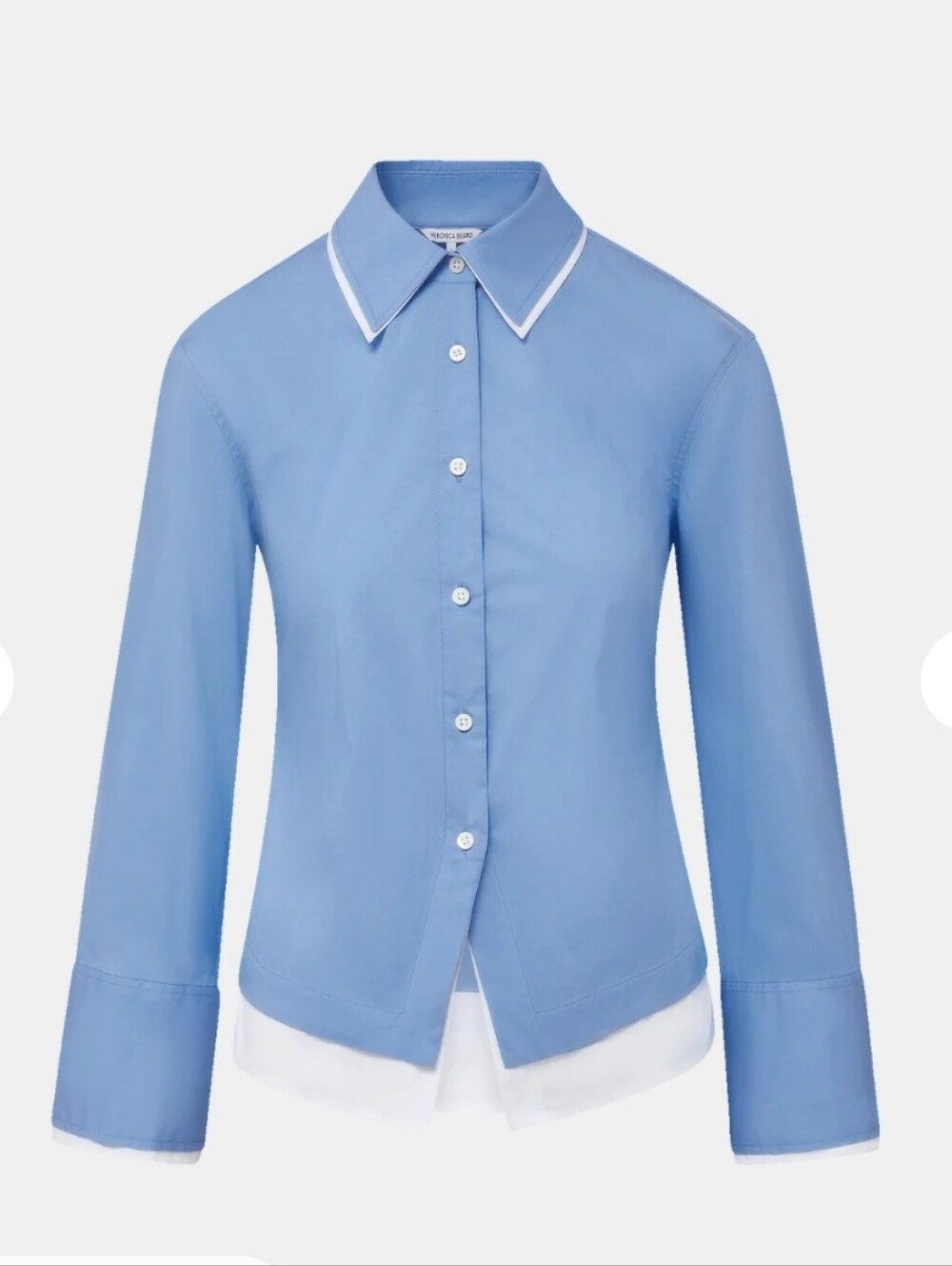 Veronica Beard Blue Button-Down Shirt with White Trim